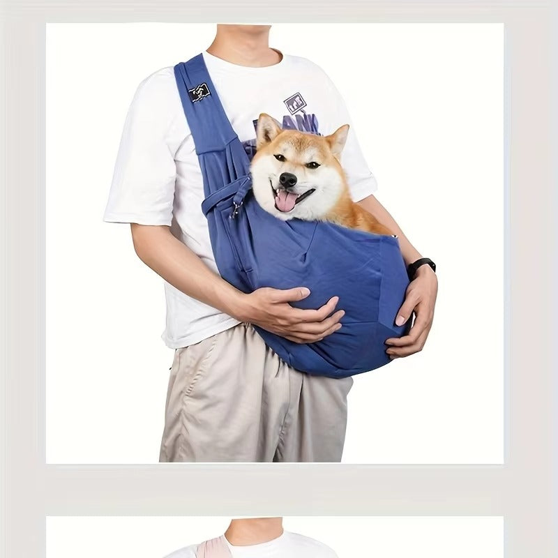 Foldable Pet Sling Carrier for Dogs, Ergonomic Shoulder Sling with Breathable Mesh, Adjustable Strap & Comfortable Travel Design