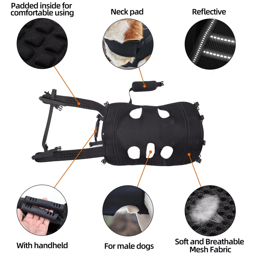 Adjustable Large Dog Backpack Sling Harness, Lightweight and Comfortable Pet Carrier for Hiking, Travel, and Daily Walks