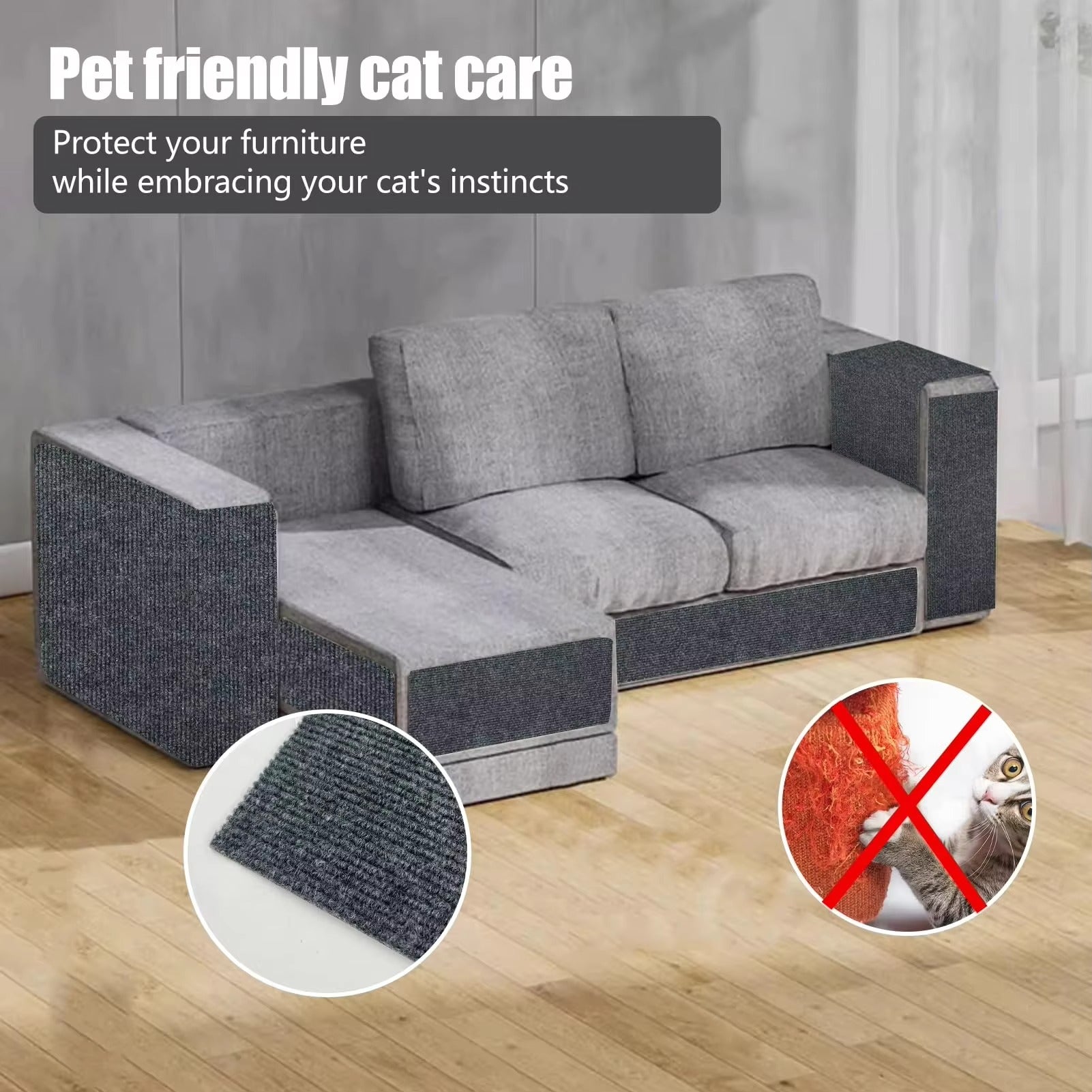 Pet Anti Scratch Sofa Crawling Mat, Furniture Scratch Guard, Thick Anti-Slip Couch Protector, Safe Cat Scratch Mat, Chairs & Home Furniture