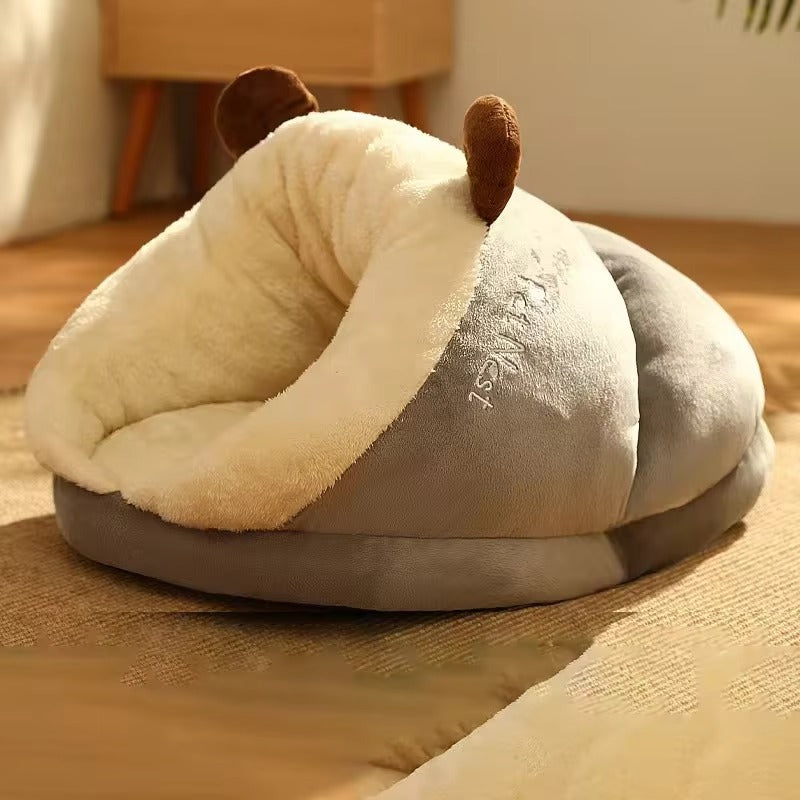 Small Dog Slipper Plush House Bed Adorable Pet House for Puppies & Kittens, Warm Cozy Indoor Dog Cave, Soft Comfy Sleep Nest