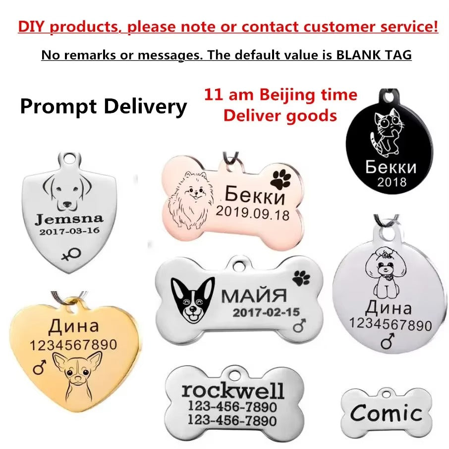 Customizable Dog ID Tag – Engraved Pet Name Tag with Contact Info, Identification Tag for Dogs and Cats