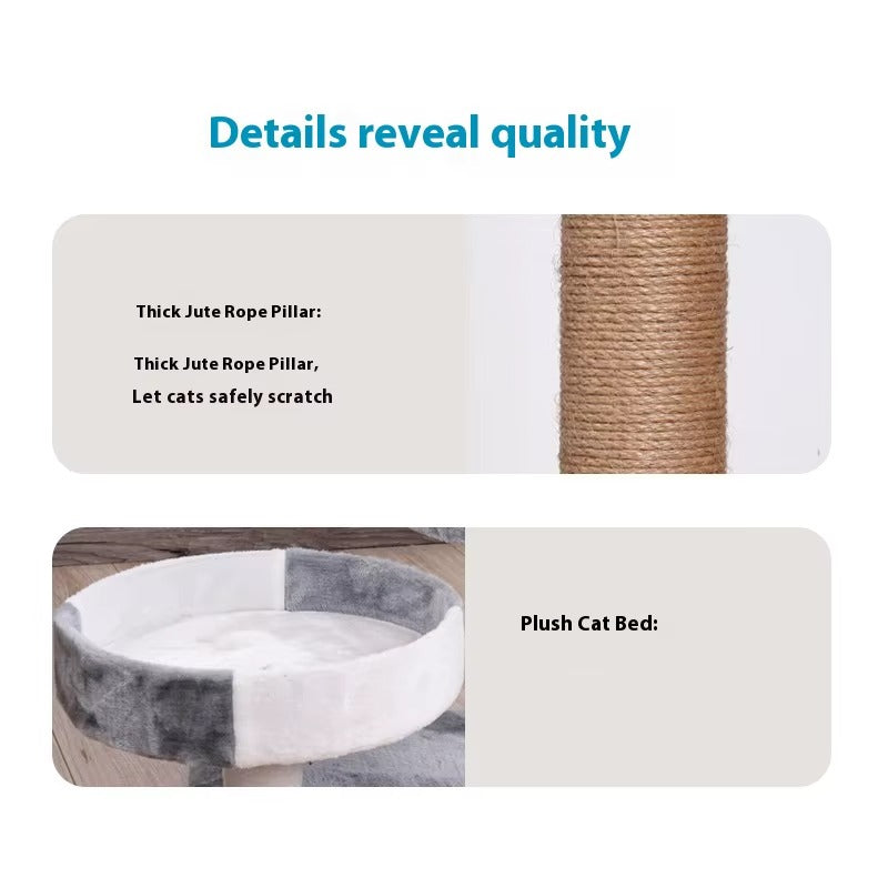 Winter Plush Cat Tree with Scratcher, Multi-Level Cat Tower, Soft Perches, Cozy Condo, Sisal Scratching Posts for Indoor Cats