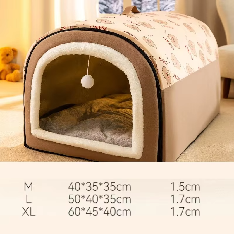 Comfortable Warm Removable Dog House Indoor Pet Shelter, Soft Insulated Dog Bed for Small & Medium Dogs, Washable and Portable