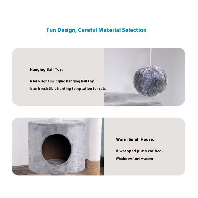 Winter Plush Cat Tree with Scratcher, Multi-Level Cat Tower, Soft Perches, Cozy Condo, Sisal Scratching Posts for Indoor Cats