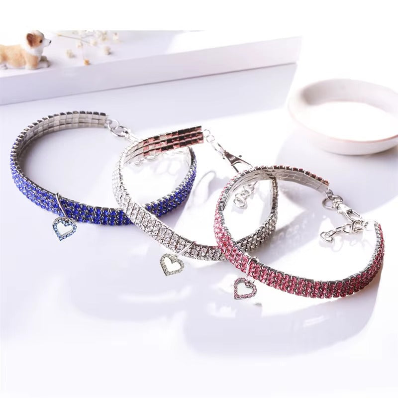 Bling Rhinestone Crystal Dog Collar, Adjustable, Soft, Comfortable, and Fashionable Pet Collar for Stylish Dogs and Puppies