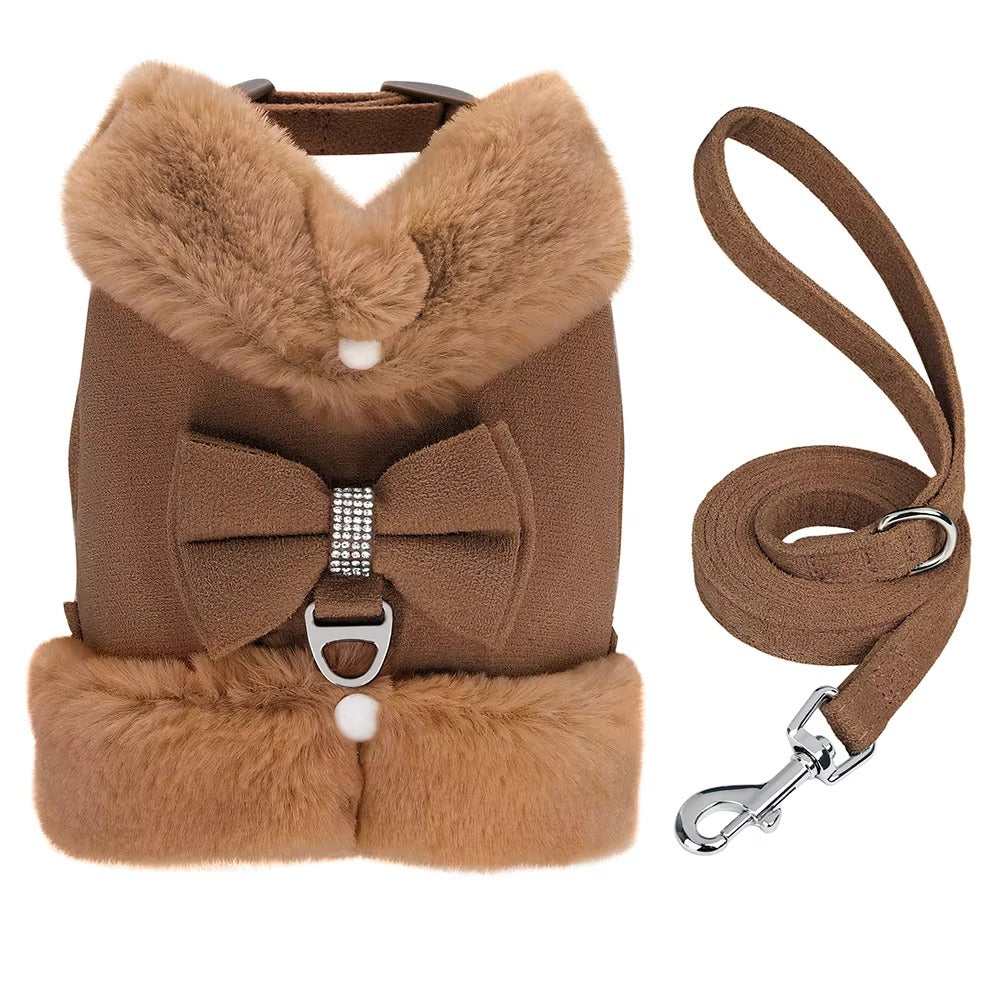 Fur Rhinestone Harness Set