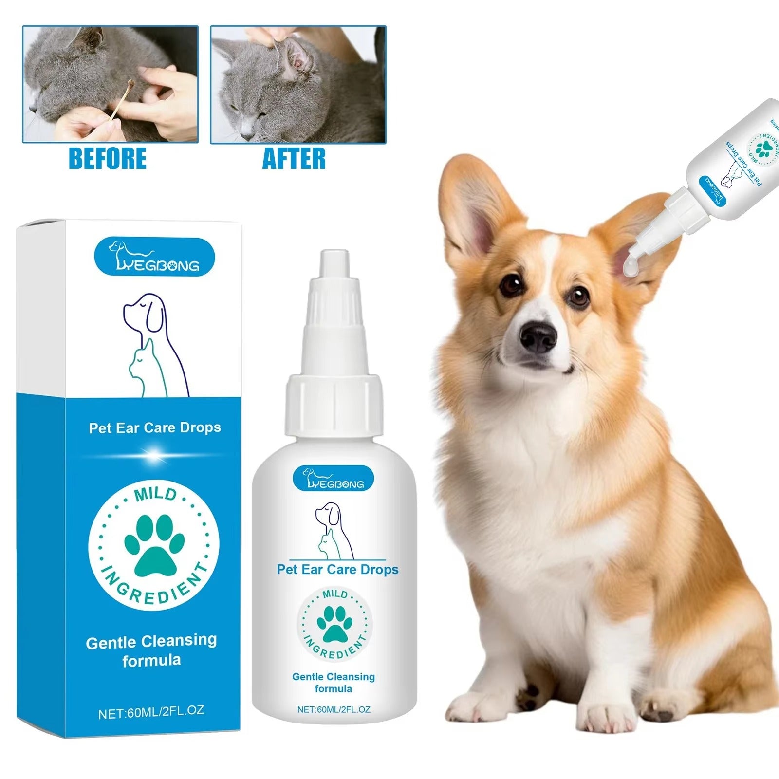 Effective Dog Ear Cleaning Solution – Safe for Dogs and Puppies, Removes Dirt, Wax, and Odor for Healthy Ears