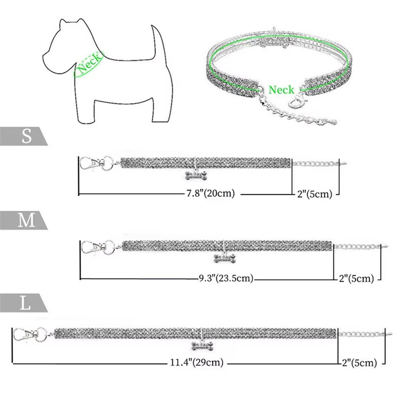 Bling Rhinestone Crystal Dog Collar, Adjustable, Soft, Comfortable, and Fashionable Pet Collar for Stylish Dogs and Puppies