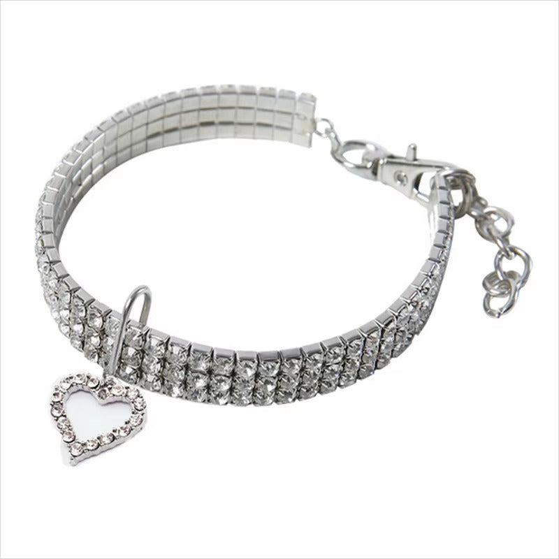 Bling Rhinestone Crystal Dog Collar, Adjustable, Soft, Comfortable, and Fashionable Pet Collar for Stylish Dogs and Puppies