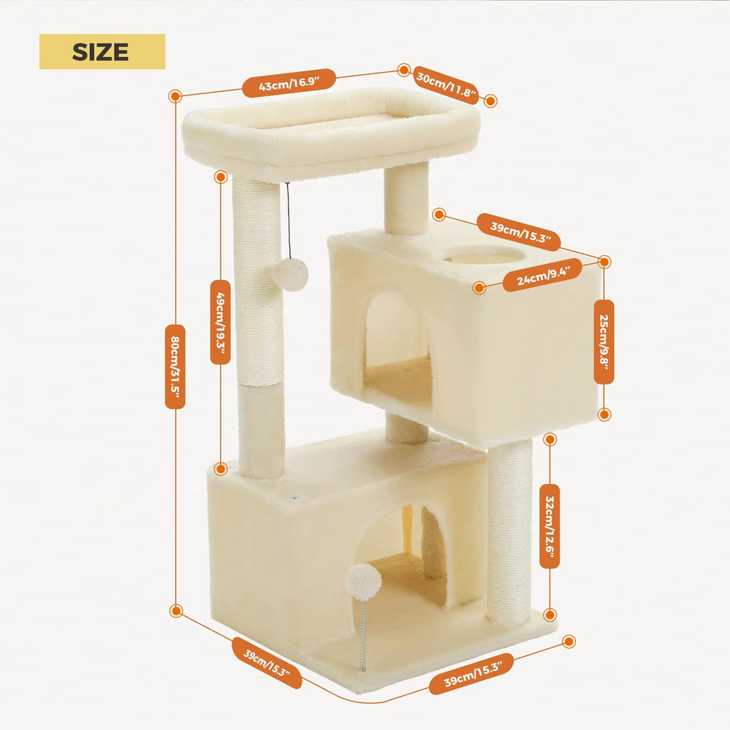 Large Multi-Platform Cat Tree with Multiple Levels, Scratching Posts, Stable Activity Center for Kittens & Adult Cats