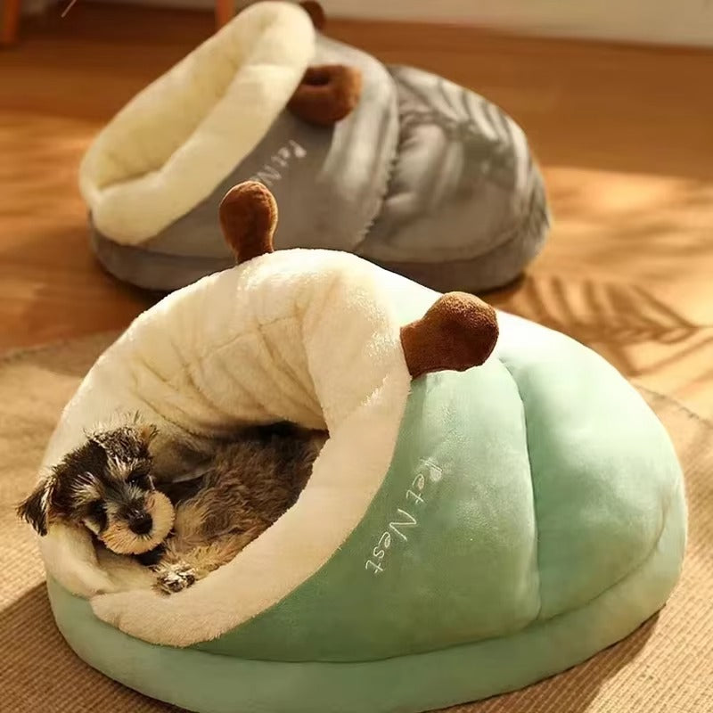 Small Dog Slipper Plush House Bed Adorable Pet House for Puppies & Kittens, Warm Cozy Indoor Dog Cave, Soft Comfy Sleep Nest