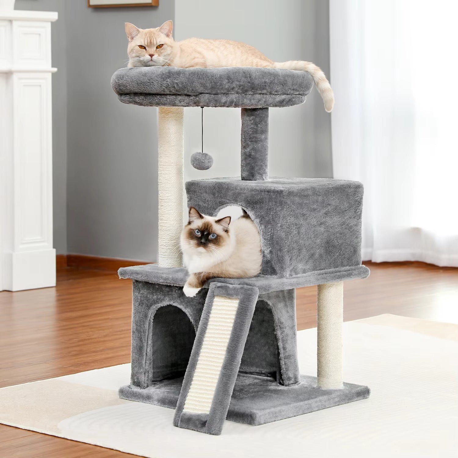 Large Multi-Platform Cat Tree with Multiple Levels, Scratching Posts, Stable Activity Center for Kittens & Adult Cats