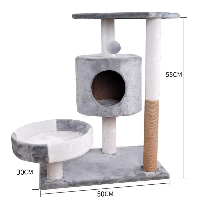 Winter Plush Cat Tree with Scratcher, Multi-Level Cat Tower, Soft Perches, Cozy Condo, Sisal Scratching Posts for Indoor Cats